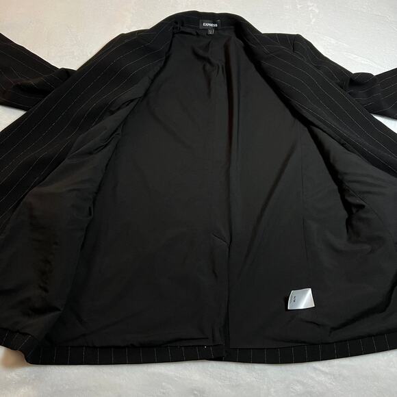 Express Double Breasted Pinstripe Blazer Size Medium Classic Office Professional - Picture 6 of 10